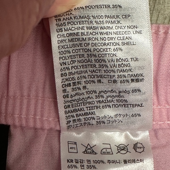 Women’s H&M Medium Shorts Khakis Chino Pink Elastic Waistband Drawstring NWT - Picture 10 of 11